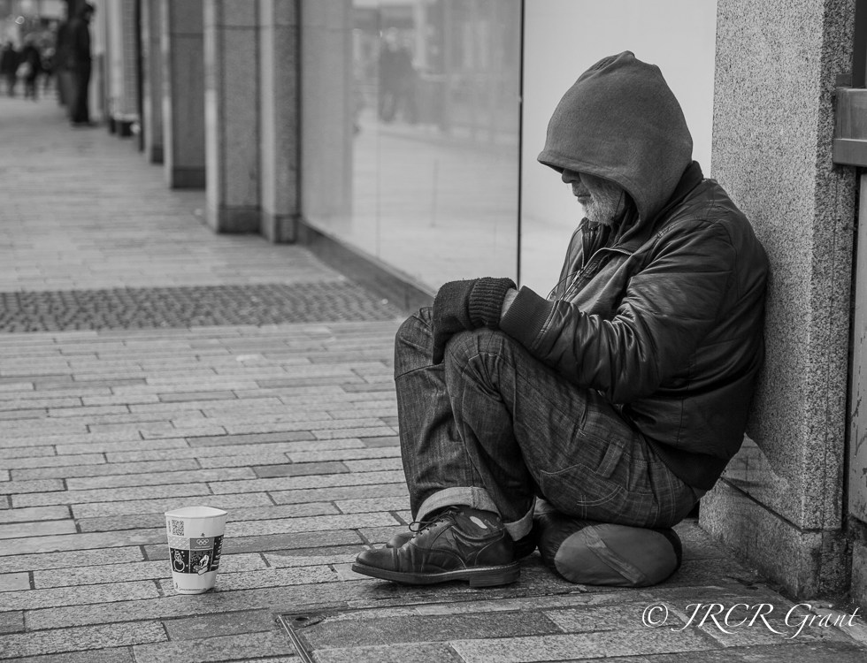 Homeless person on the streets of Cork City
