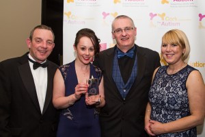 Marion, Jerry Buttimer TD, PJ Coogan (DJ at 96FM) and Grace with award