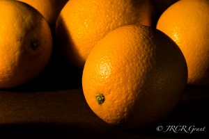 Detail of an Orange in light and shadow
