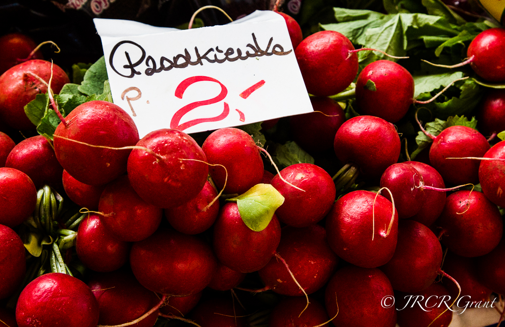 Radishes for sale in Wroclaw Market