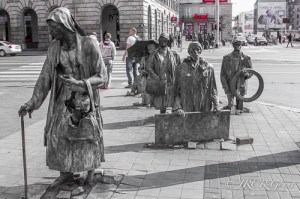 Statues rise up out of the pavement