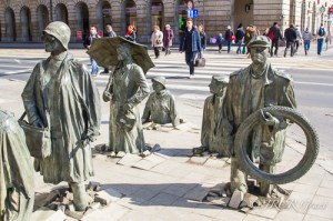 Statues rise up out of the pavement