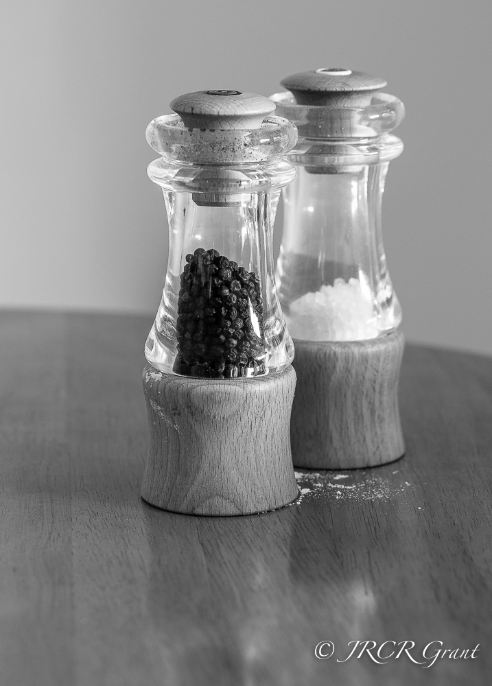 A salt and pepper cruit set, all ready to grind an essential dinner ingredient