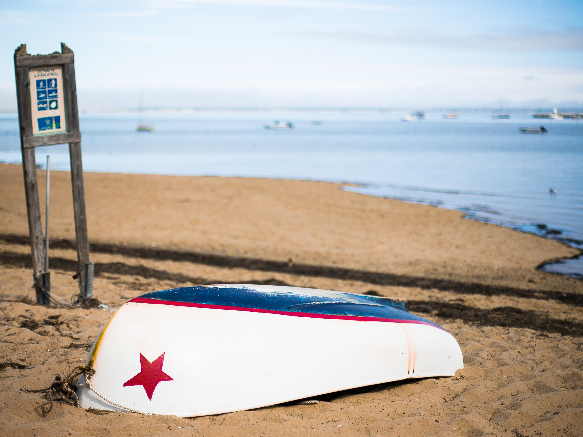 An upturned boat on the shore at Provincetown, Cape Cod, Massachusetts