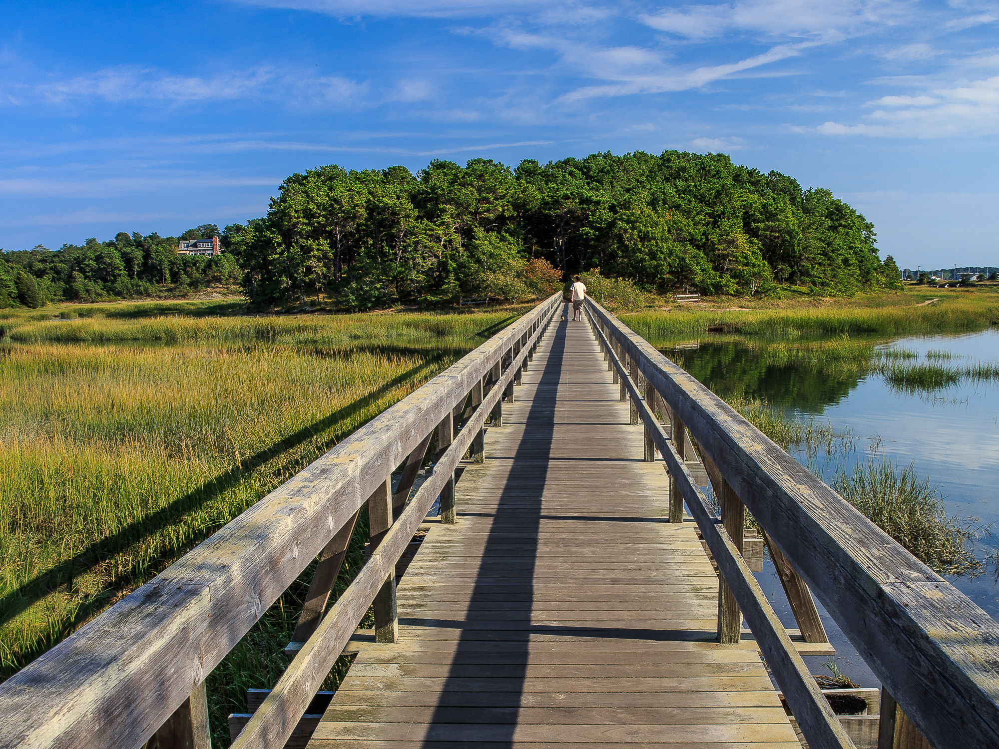A wooden pedestrian bridge at Wellfleet, Cape Cod
