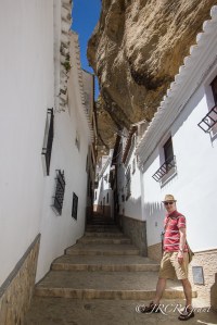 Stairs lead up a walkway in Setenil de las Bodegas