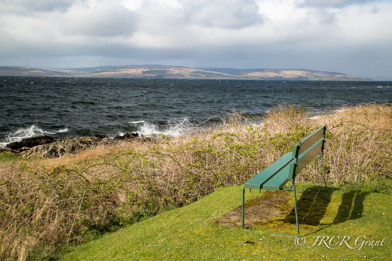 A bench set for a view of Kintyre, Scotland