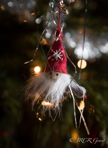 A simple German Goblin hangs by a thread from the Christmas tree