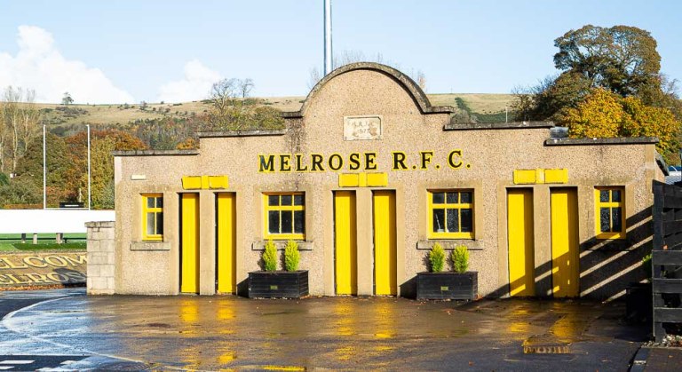 Melrose RFC entrance, right by the Abbey at Melrose
